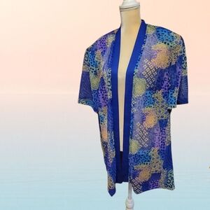 Studio C Plus Sz 24 Women's Sheer Open front top swim cover Purple T23